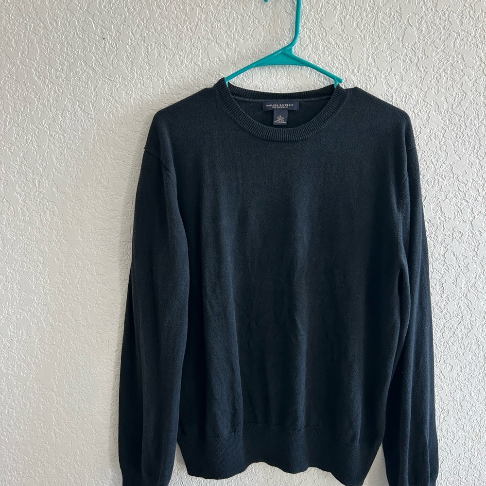 Banana Republic Men's Black Crewneck Sweater Silk Cashmere Blend